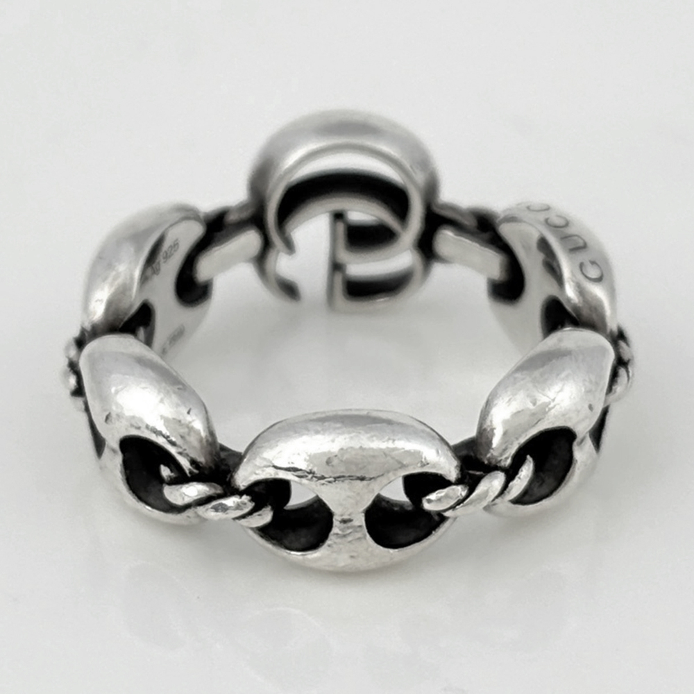 Gucci Marina Chain Ring With Double G Design, Sterling Silver 925, Silver, Wo... View 4
